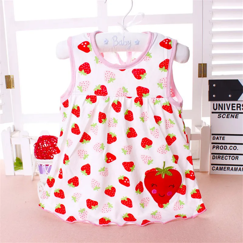 

Flower Printed Toddlers Sleeveless Dresses Baby Girl Dress A-Line Soft Infant Cotton Princess Dress for 0-24 Months