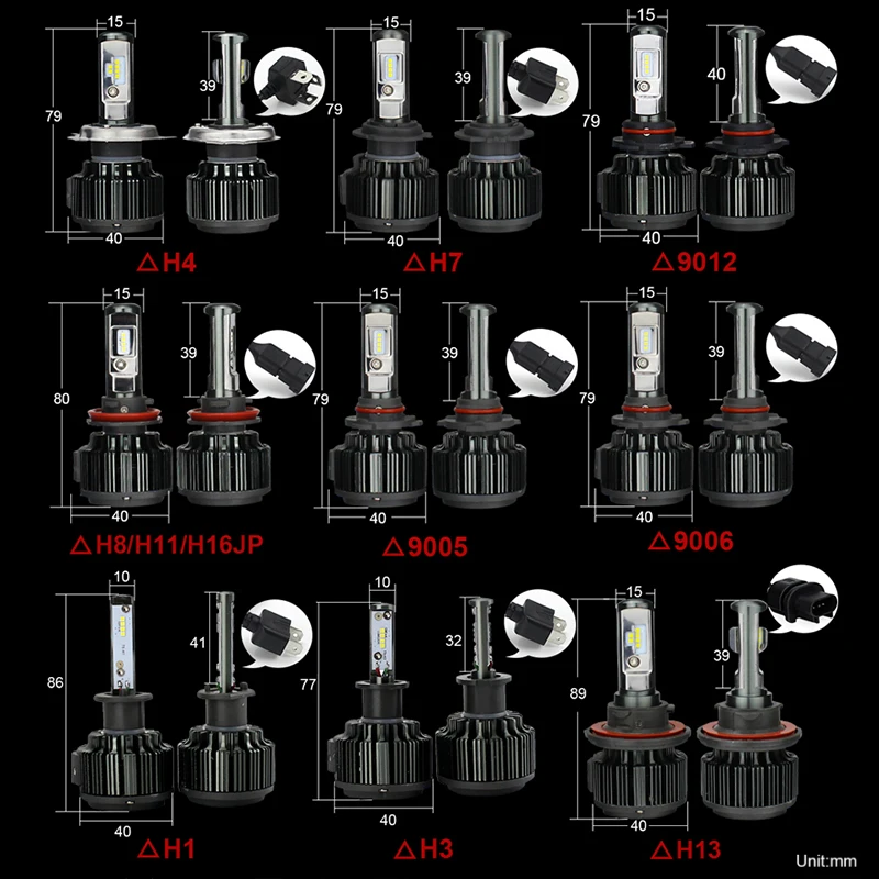 MAXGTRS H4 Hi/короче спереди и длиннее сзади) H7 H8 H11 9006 Автомобильный светодиодный фары 9005 HB3 HB4 H1 H13 880 881 высокого Мощность Canbus белый 6000K лампы заменить лампы