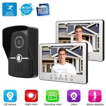 

7" LCD Video Door Phone Wired Intercom Doorbell Kit Home Entry System 1V2 815FG12
