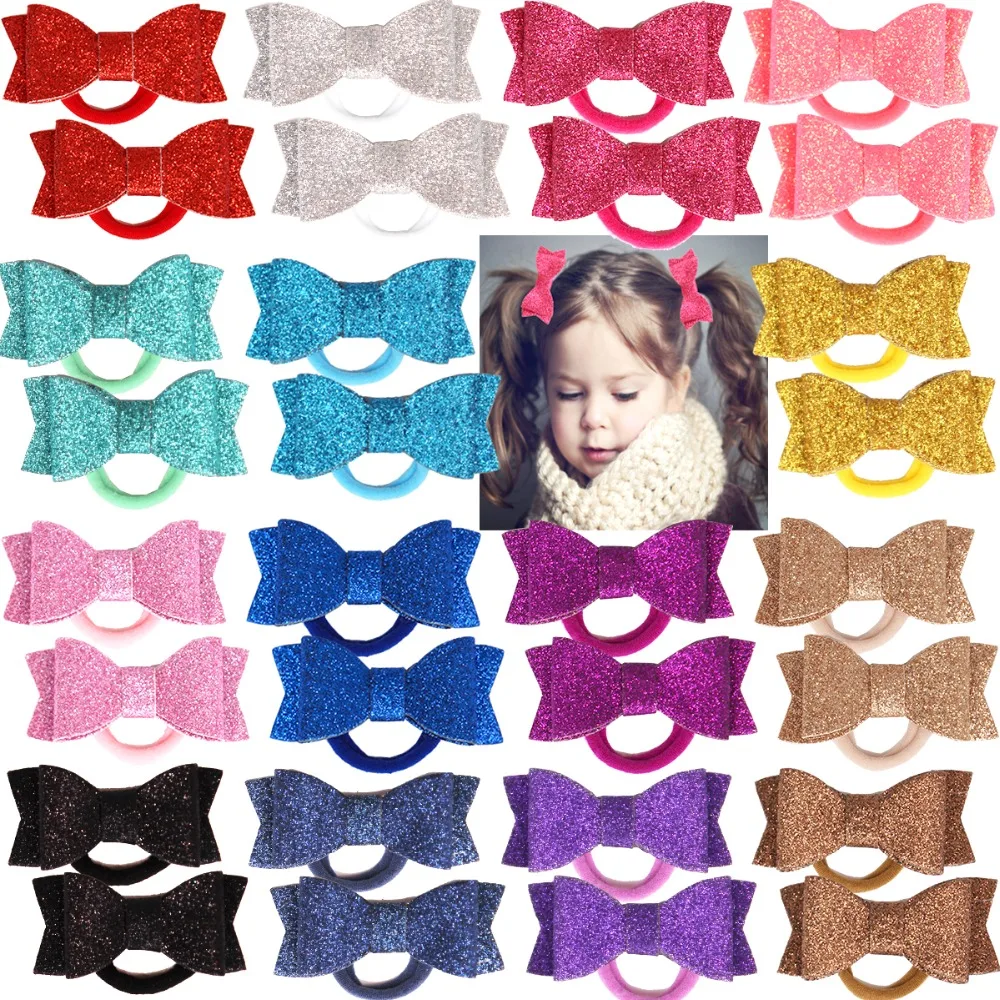 

30 Pieces Boutique Baby Girls Headbands Bling Sparkly Sequins 2.75" Hair Bows Hair Ties Pony Holders For Babies Toddlers Gifts