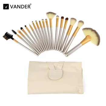 

Vander 18pcs/kits Champagne Wood Handle Cosmetic Professional Makeup Brushes Set Foundation Kit For Face Make Up Beauty