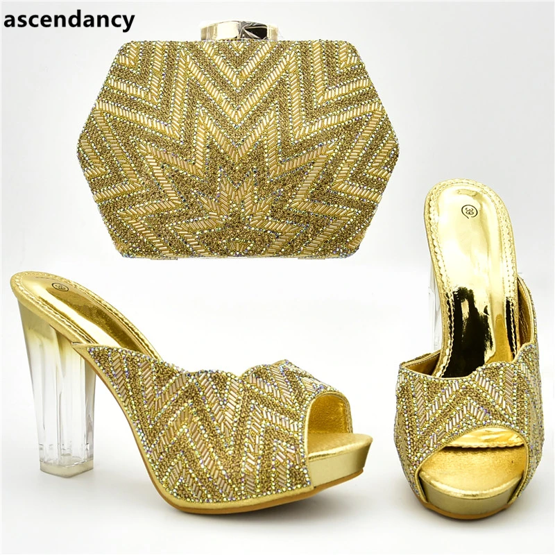 Noir Chaussures Décoré Partie Et Pour Avec Parti Or Modèles or Sac Strass Italie De Nouveaux rouge Fixés Africain pourpre Sacs Femmes Chaussure bleu AnU5vYxdq