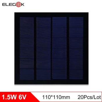 

ELEGEEK 20Pcs/Lot 6V 1.5W Polycrystalline Solar Panel PET Mini Monocrystalline Solar Cell Panel for DIY and Education 110*110mm