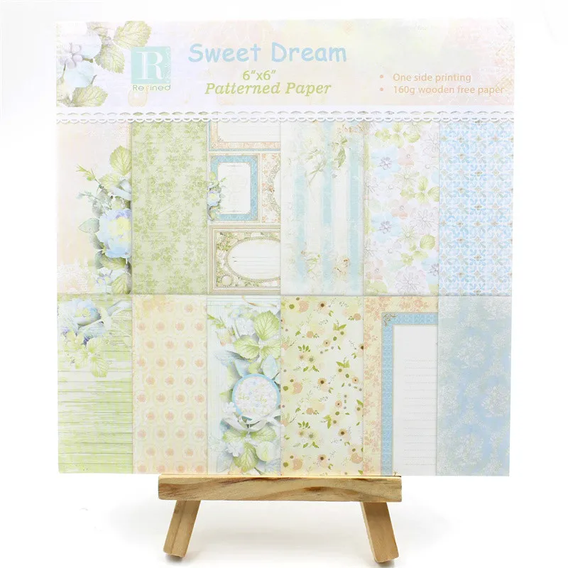 

KSCRAFT 12pcs 6" Single-side Printed Sweet Dream pattern creative papercraft art paper handmade scrapbooking kit set books
