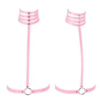 

Pink Leather Harness Cage Bra Sexy Lingerie Belt Fetish for Women Punk Gothic Body Bondage Adjust Plus Size Hollow Out Crop Tops