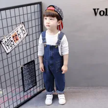 Новые модные джинсовые комбинезоны для девочек на весну и осень одежда для детей детские брюки на подтяжках повседневные однотонные джинсы для девочек короткие на возраст от 1 до 6 лет