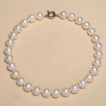 

Dropshipping 13-14 mm mother-of-pearl round white pearl necklace, shell pearl necklace, anniversary gifts
