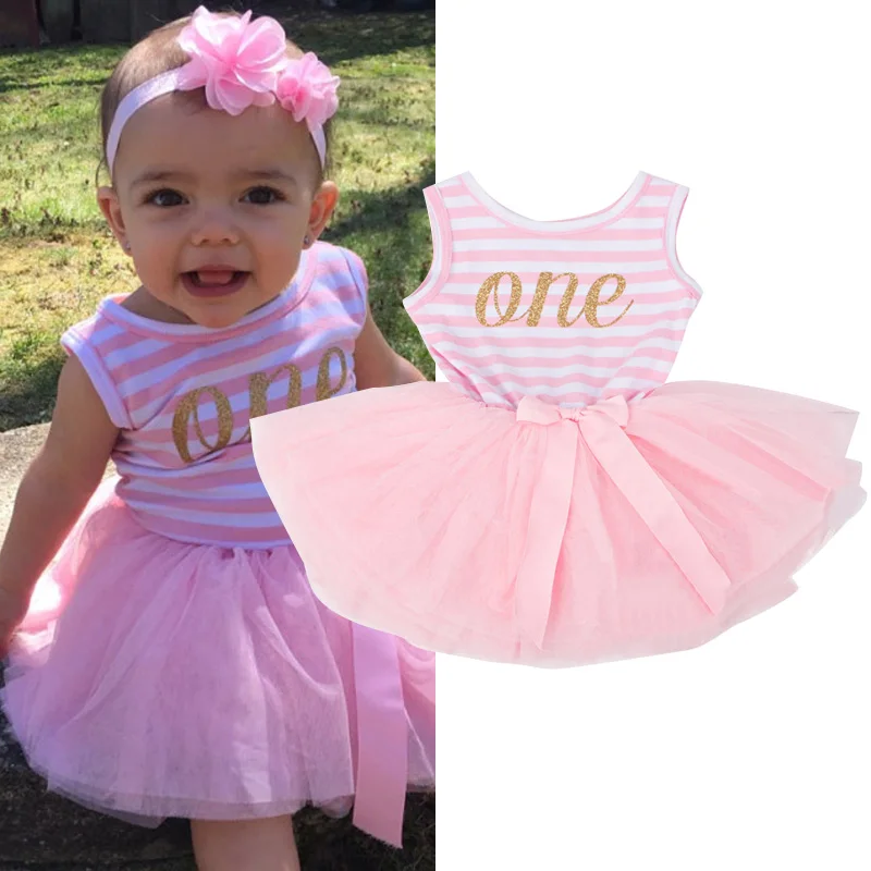 Toddler Girl 1st 2nd 3rd Birthday Party Dress Baby Girl Clothing Summer Tulle Princess Infant