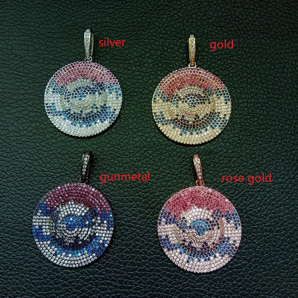 

1PCS 32x47mm 24k golden plated multicolour cubic zircon Micro Pave hat pendant