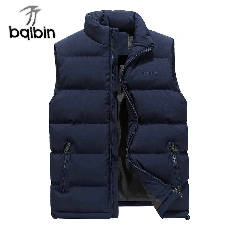 

8XL Winter Casual Varsity Vest Cotton For Men Winter Classic Parka Thick Warm Cotton Waistcoat Male Padded Sleeveless Jacket