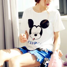 Летние хлопковые женские пижамные комплекты пижамы с героями мультфильмов Милая Пижама для девочки пижамы