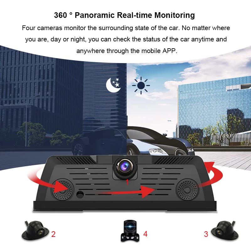  HGDO New 2019 ADAS 4 Channel Car DVR Camera Video Recorder Mirror 4G 10
