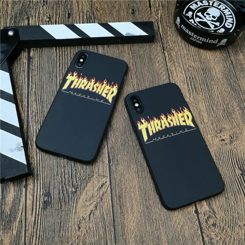 

Street Fashion Skateboard Flame phone Case Cover For Iphone X XS MAX XR 10 8 7 6 6s Plus 5 5s Se matte Soft Silicone Coque funda