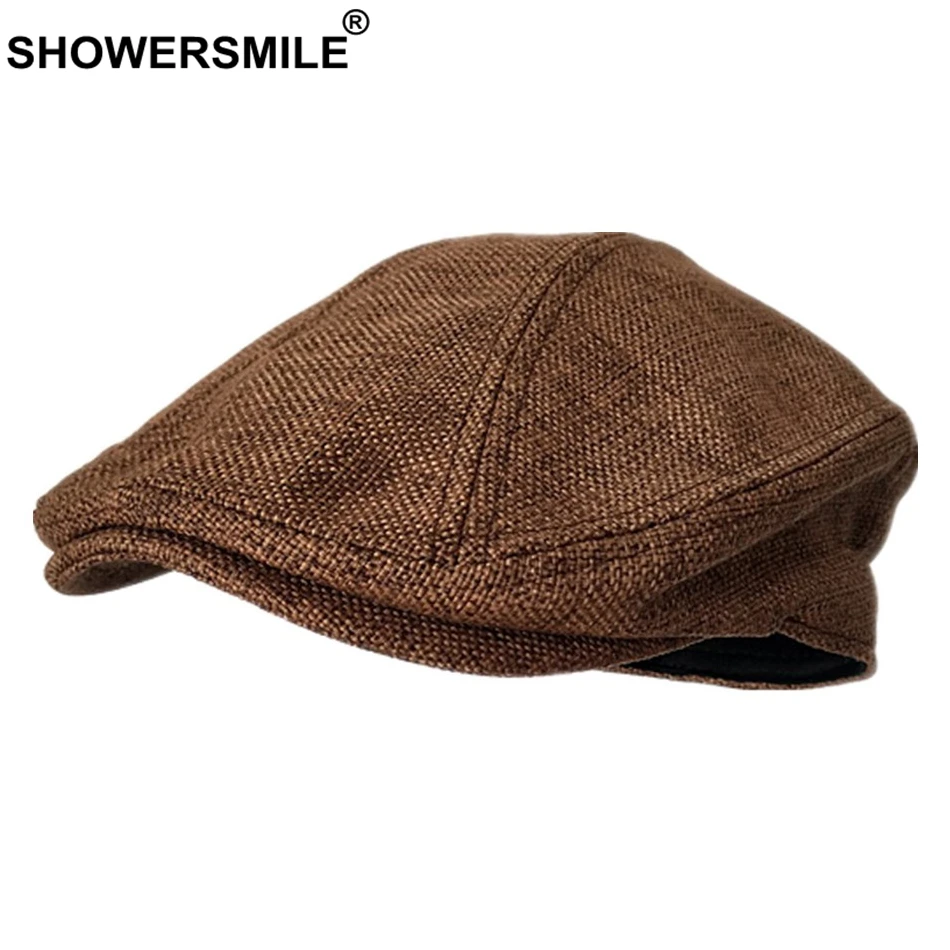 SHOWERSMILE береты, шапка s для женщин, оранжевая хлопковая льняная плоская кепка s, Мужская Классическая однотонная цветная Кепка с утконосом, летняя унисекс Ретро-шляпы