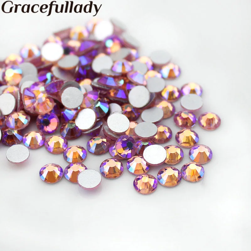1440pcs/bag Light Rose AB Flat Back Nail Art Glue On Non Hotfix Rhinestones Diy Garment SS3 SS4 SS5 SS6 SS8 SS10 SS12 SS16 SS20 2016 new arrive 2 6mm light purple resin rhinestones non hotfix glitter beauty bead for nails art backpack diy design decoration