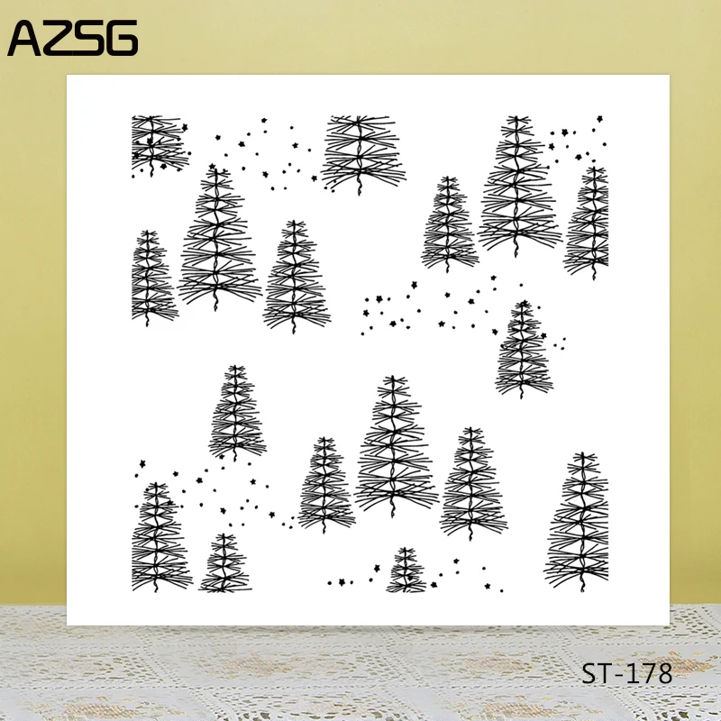 

AZSG Pine Needle Trees Clear Stamps For DIY Scrapbooking Decorative Card making Craft Fun Decoration Supplies 14x14cm