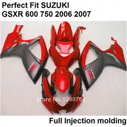 Injection mold бесплатная настройка обтекатель комплект для Suzuki GSXR600 k7 06 07 красное вино черный обтекатели комплект GSXR750 2006 2007 IU23