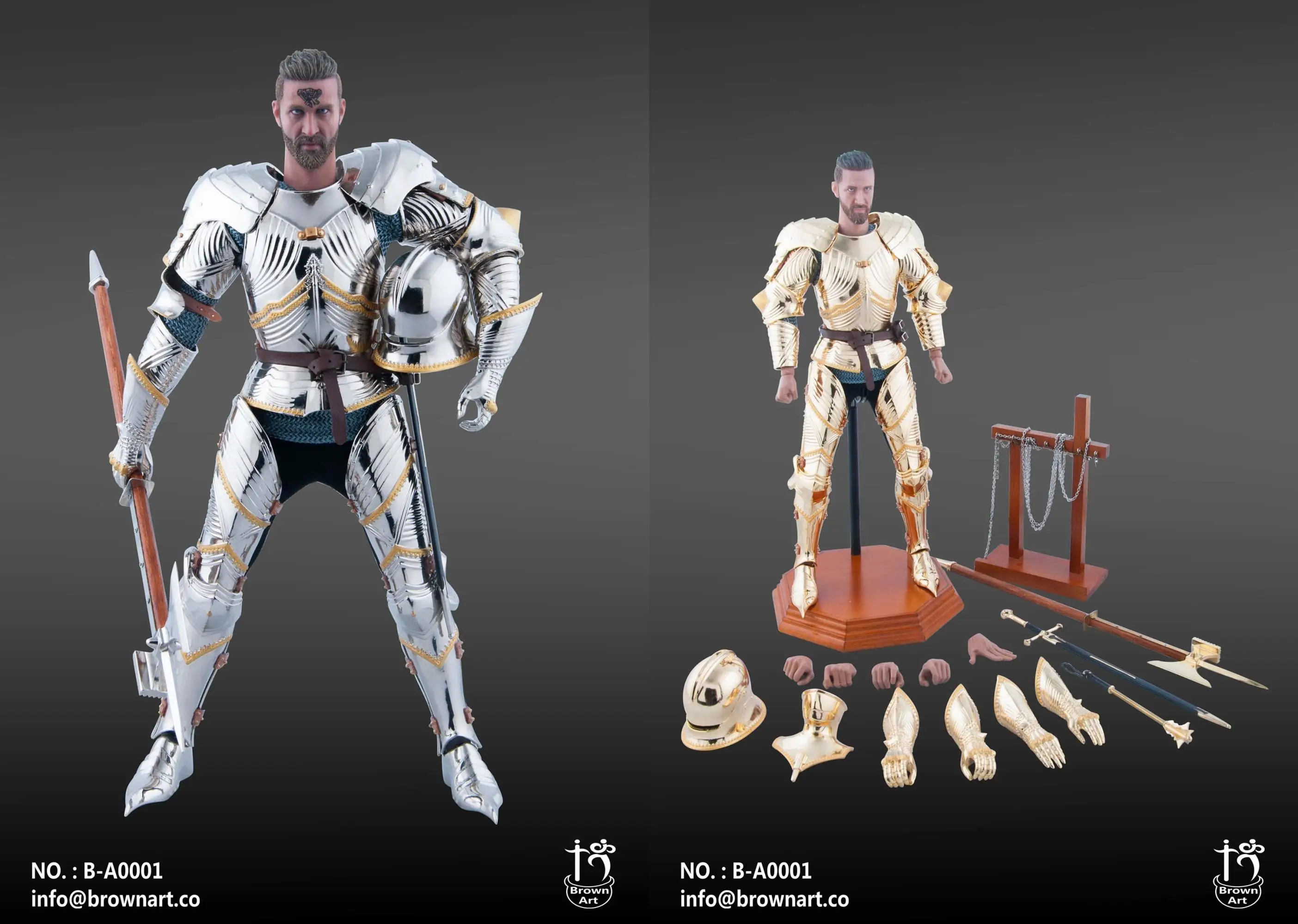 Brown Art 1/6, ancient soldiers, medieval knights, Gothic armor, stock