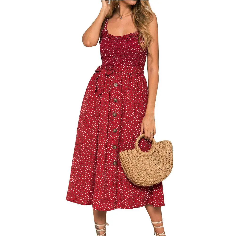 

2019 New Yfashion Women Shoulder Strap Fashion Printed Dress