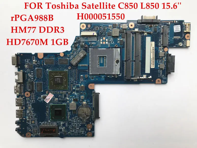 High quality laptop motherboard for Toshiba Satellite C850 L850 H000051550 rPGA988B HM76 DDR3
