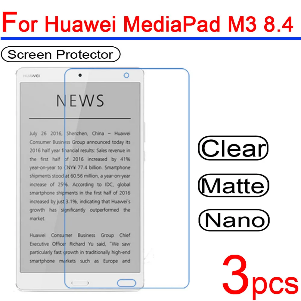 

3pcs Ultra Clear LCD for Huawei MediaPad M3 Screen Protector Cover for Huawei MediaPad M3 Lite 8 10 8.4 Tablet Protective Film