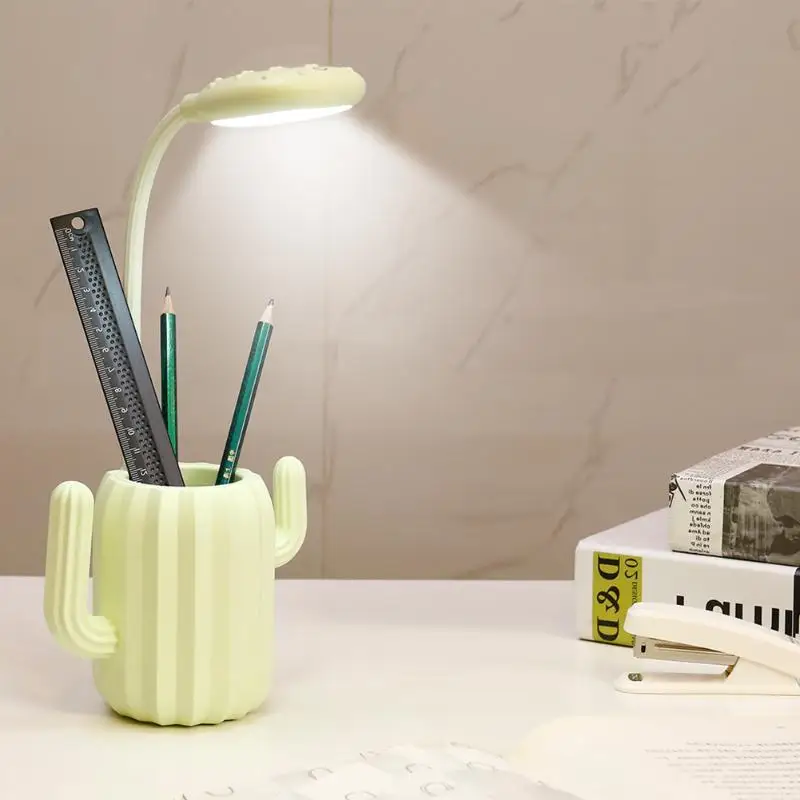

Creative 13 LED Desk Lamp Charging USB Led Reading Light Pen Holder Touch Table Light Indoor Cactus Saving Desktop Book Lamp