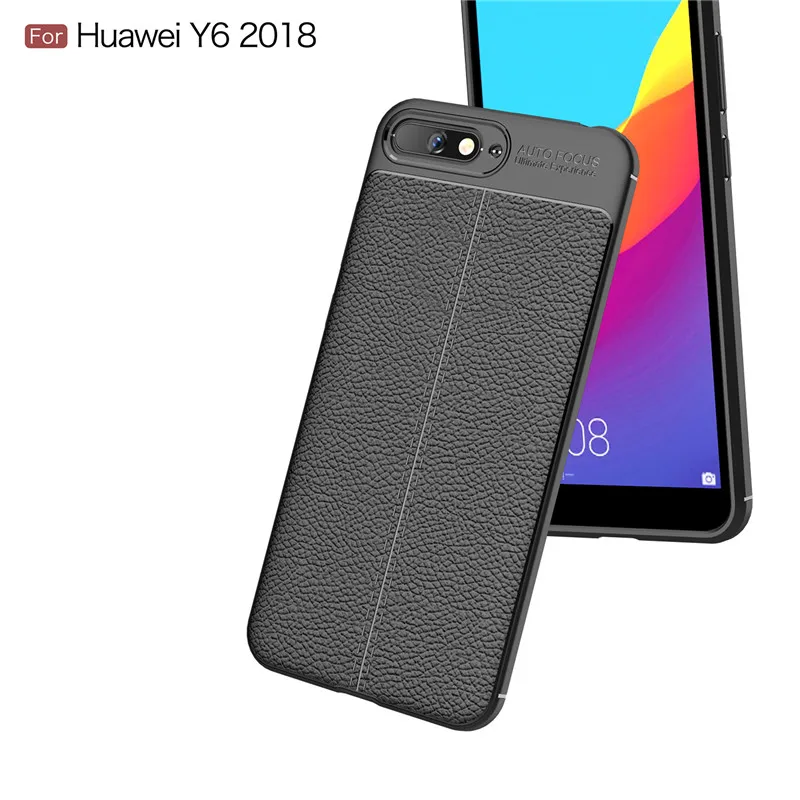 Luxury Shockproof Soft TPU Case For Huawei Y6 2018 Phone Back cover Leather for Huawei Y6 2018 Case Silicone Cover 5 (6)