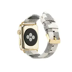 Кожа Мода Шахматная полосой Мужчины Женщины Wtach ремешок для Apple Watch Замена 38 42 мм Цвет Нержавеющая сталь пряжки