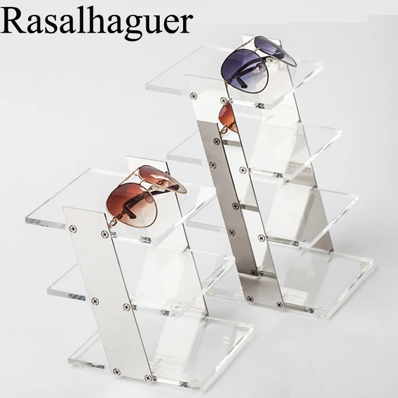 Acrylic Floor-mount Glasses Frame Sunglasses Display Stand Sunglasses Display Stand silver/ rose gold colors 3/4 layers Luxury