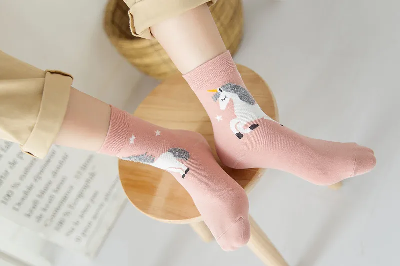 Dreamlikelin 5 пар Милые 3D Уши Тоторо Единорог носки для собак женские Kawaii животные забавные носки хлопок носки