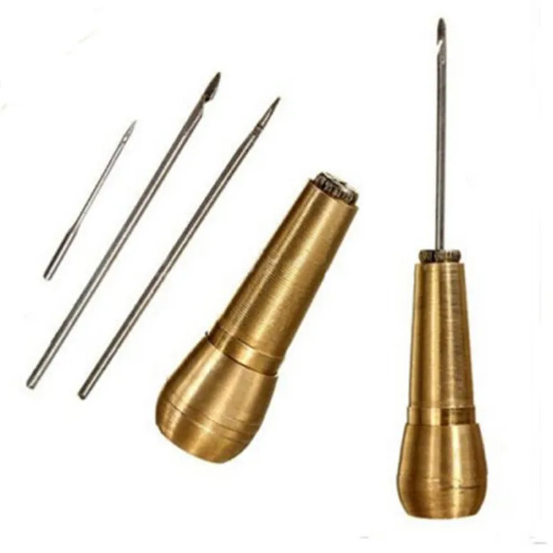 

Leather Tool set Sewing Awl Hand Tool Punch Sewing Accessories Needles Copper Handle Stitcher Crochet Line for Leathercraft
