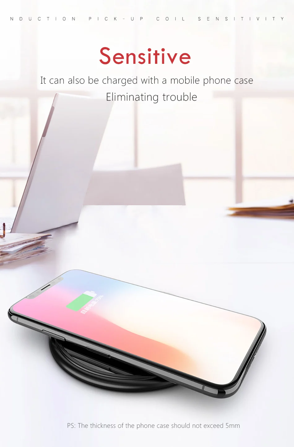 !ACCEZZ Glass Mirror 7.510W Qi Wireless Charger For iPhone X 8 Samsung Galaxy S9 S8 Plus S7 Ultra-thin Fast Charging For Mix 2S (6)