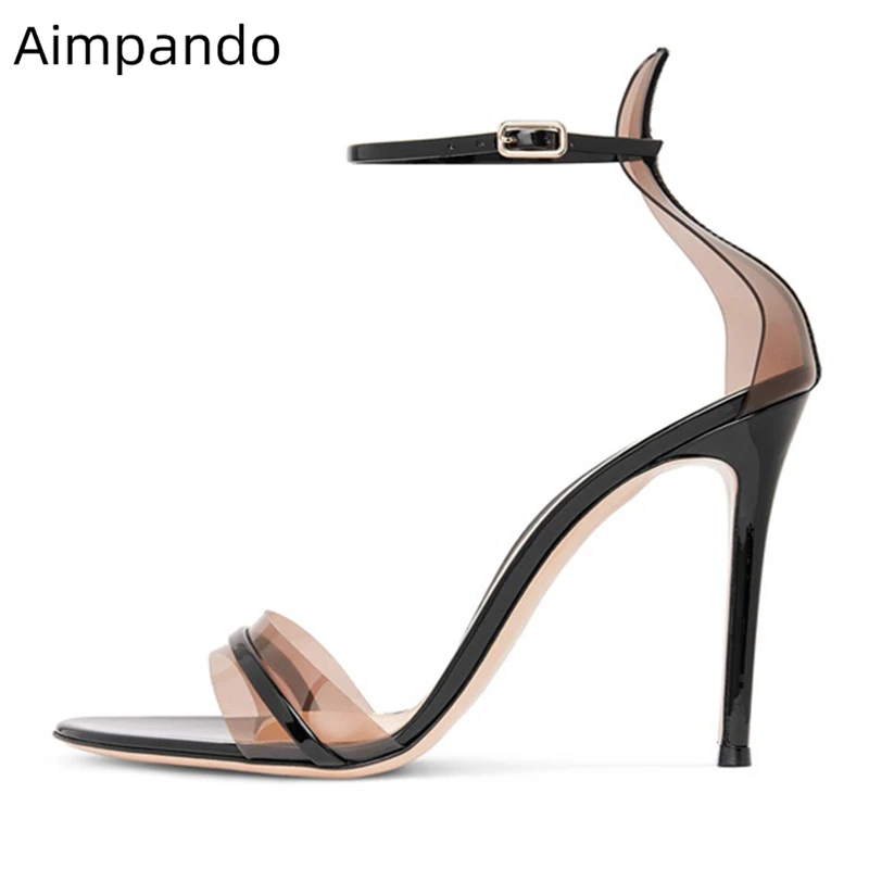 

Sexy 2019 Clear Transparent PVC Sandals Women 10cm High Heels One-strap Summer Sandalias Mujer Outwear Shoes Woman