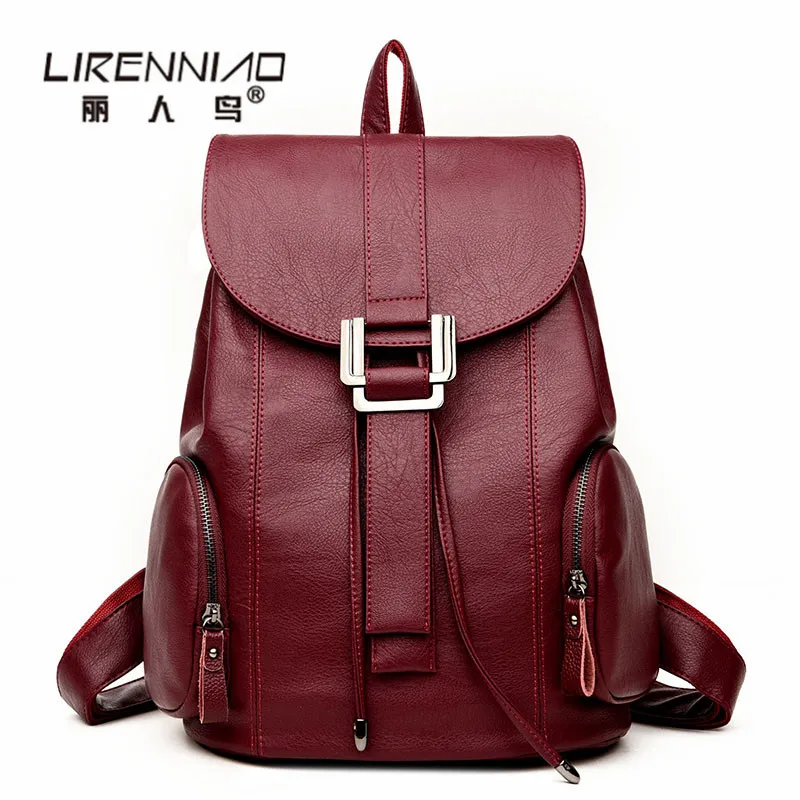 NEW LIRENNIAO Bagpack leather backpack for school backpack women bags designer backpack high quality 2017 sac