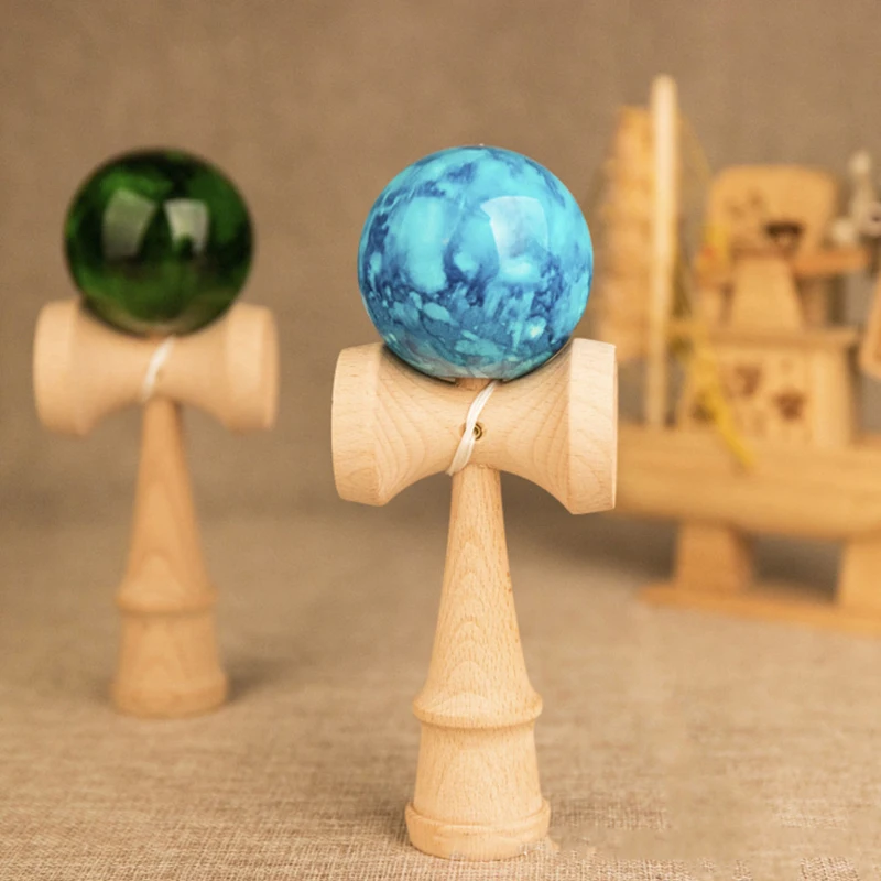 18 см шар Kendama деревянные игрушки мраморный цвет Kendama профессиональные умелые шарики для жонглирования игрушки для взрослых детей случайные цвета