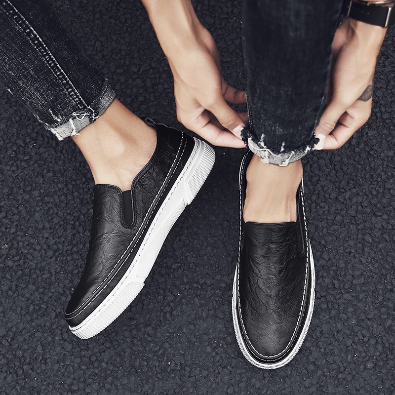 

GOODRSSON Men Casual Shoes Solid Thick Bottom PU Printing Vamp Breathable Fashion Simple Joker Casual Shoes Men Outdoor Shoes