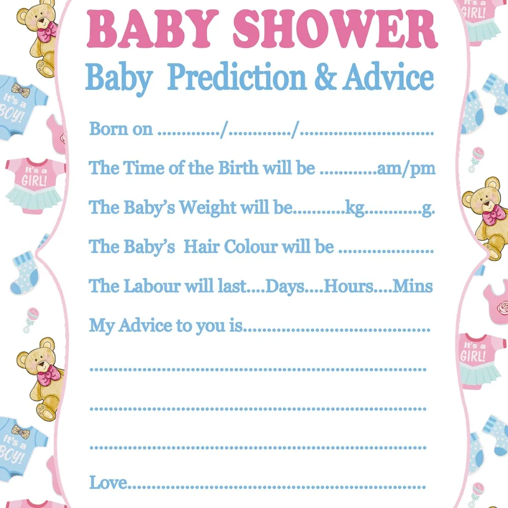 Fengrise Baby Shower Card Prediction Advice Souvenir Cards Fengrise Baby Shower Card Prediction Advice Souvenir Cards Mom To Be Decorations New Mummy Event Party Supplies Boy In Invitations From