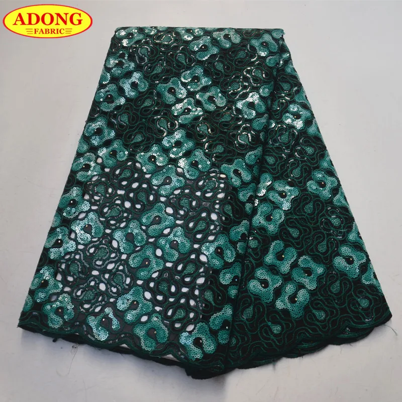 

ADONG Newest Hollow Out Lace With Sequins African Organza Lace Fabric With High Quality 5 Yards/Piece For Woman Party Lace Dress