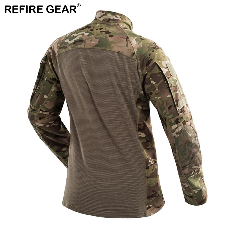 Мужская тактическая камуфляжная футболка Refire Gear быстросохнущая уличная с