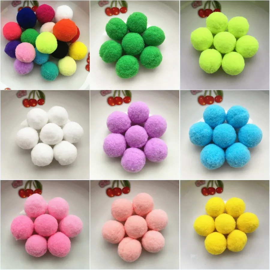 20g(20pcs) 30mm Multi Color Pompom Fur Craft DIY Soft Pom