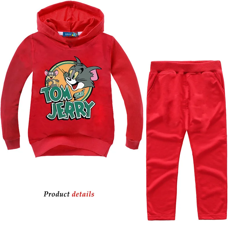 

2019 Cotton Terry Long Sleeve Sweater Jerry and Tom Boys Pullover Cartoon Kids Christmas Clothes Girls Outfits Boys Clothes