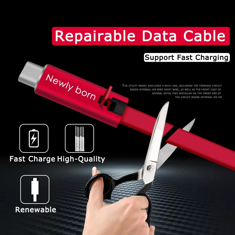 

YILIZOMANA Repairable Fast charging data line Type-C Micro Lightning Regenerate USB Cable For iPhone iPad Xiaomi Huawei Samsung