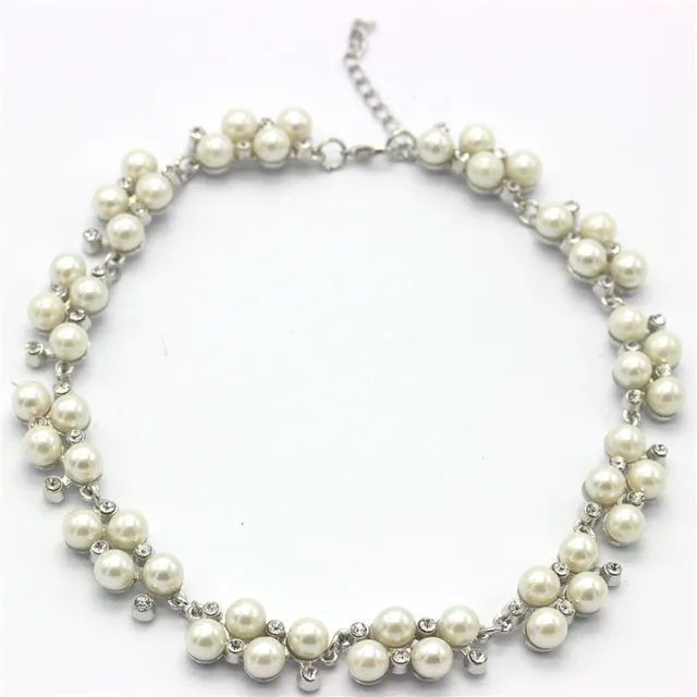 2016 New Good Quality Zinc Alloy Inlaid With  Imitation pearls Short Choker Pearl Necklace SALE Gift sf-19