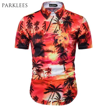 

3D Palm Tree Hawaiian Shirt Men 2017 Summer Brand Design Mens Vocation Beach Shirts Casual Short Sleeve Man Camisa Social Shirts