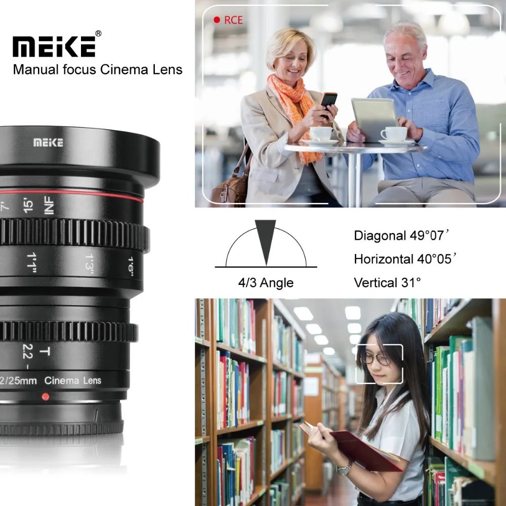 Meike 25 мм T2.2 ручной фокус портрет Cine объектив для Sony E Mount/для fuji X Mount A6300 A6500 A9 A7RIII A7III