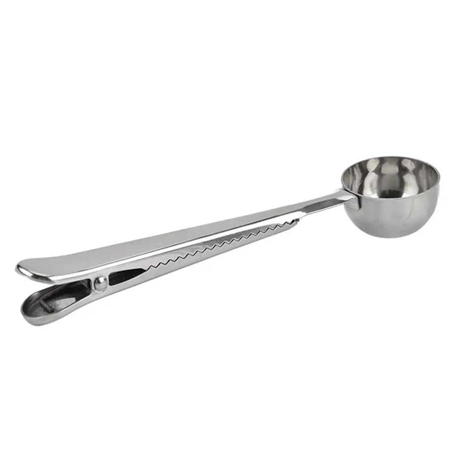 VOGVIGO 304 الفولاذ المقاوم للصدأ ملعقة للقهوة مع مشبك حقيبة Coffeeware ختم الشاي قياس ملعقة المطبخ أداة مستلزمات قهوة
