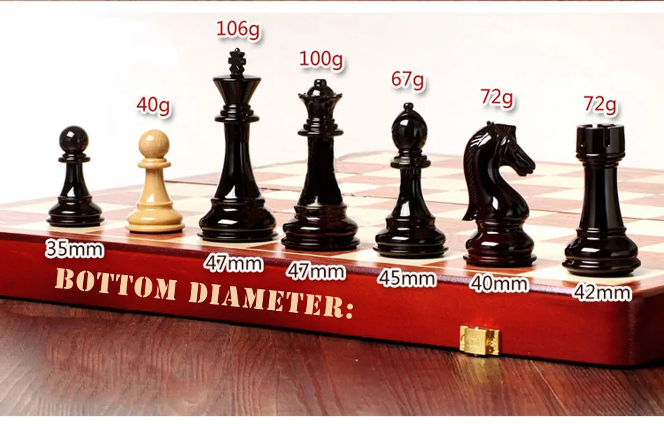 BSTFAMLY Wooden Chess Set Chessman International Chess Game High-grade Folding Chessboard ABS Steel Chess Pieces Steel Gift I36