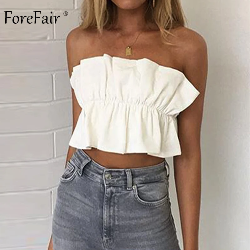 Forefair Off Shoulder Crop Top Summer Sexy Backless  (6)