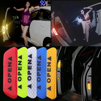 

4Pcs/Set Car OPEN Reflective Tape Warning Mark Reflective Car Door Stickers for Subaru Forester Outback Impreza XV Accessories