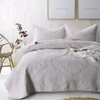 

CHAUSUB Quality Embroidered Quilt Set 3PCS Cotton Quilts Quilted Bedspread Bed Cover Sheets Pillowcase Coverlet Set King Size